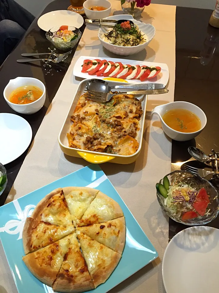 ラザニア・明太子クリームパスタ・カプレーゼ|お豆さん