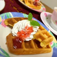 ホットケーキミックスでワッフル|かわいくまこさん