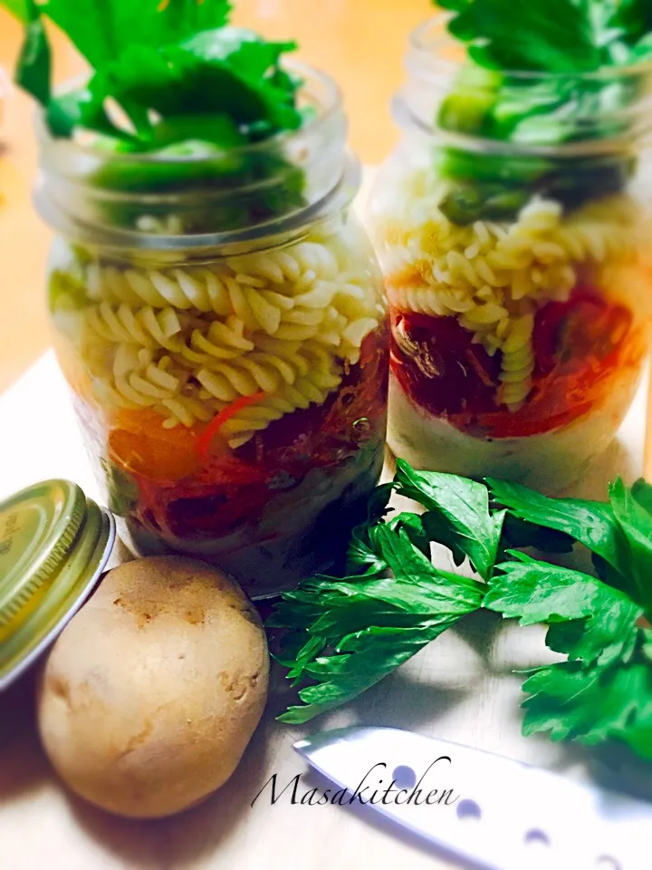 Mason jar salad for lunch|Masakiさん