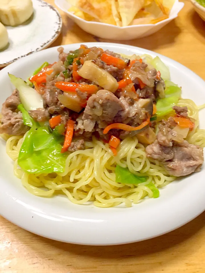 浅漬けの素で味付けしてみた。焼きそばに挽肉あんかけ中華味|ミカさん