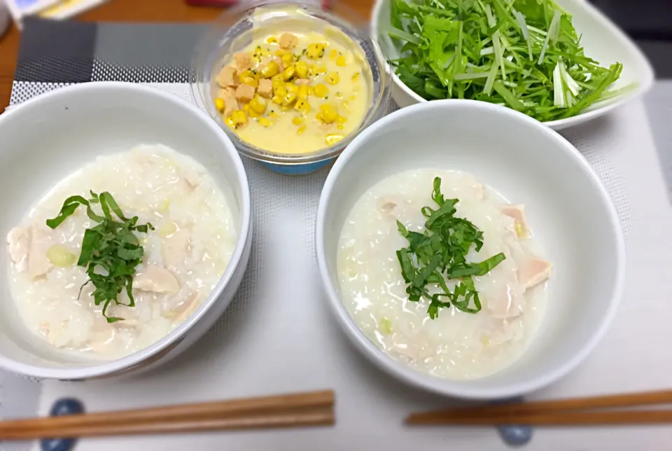 塩麹鶏粥、水菜サラダ
胃痛、、、、|hhhさん