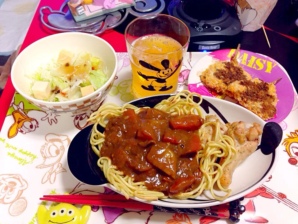 Snapdishの料理写真:きゃべつれたすさらだちーずのせ

あじふらい

かたやきかれーやきそば|ミッキーまうすさん