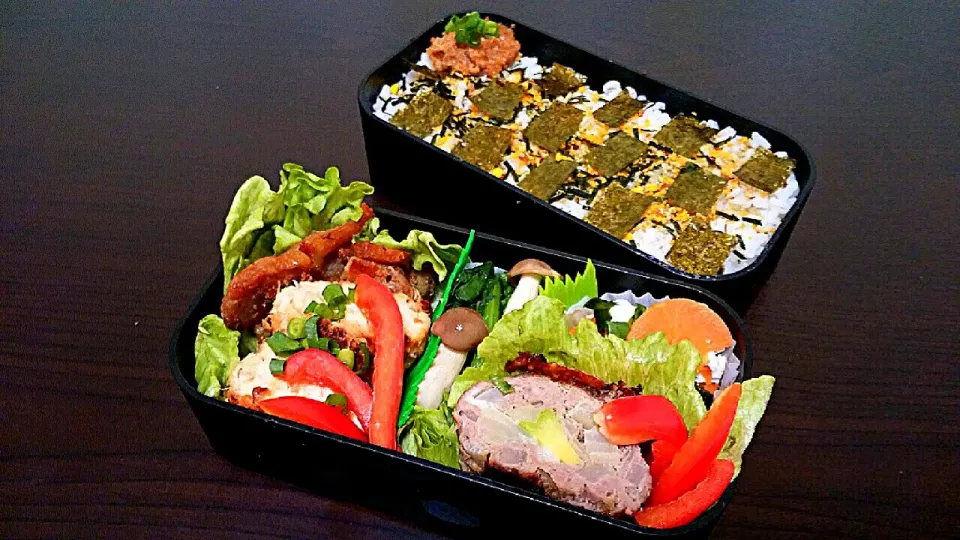 旦那弁当☆2種のハンバーグ弁🍱♪|pikyuさん