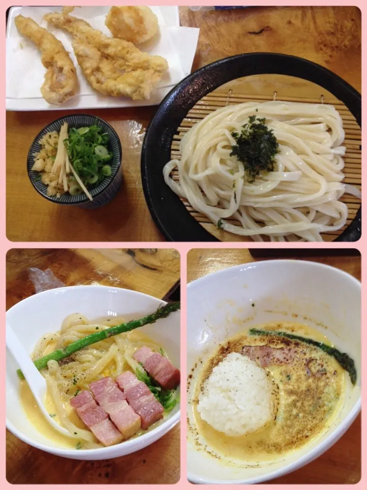 ざるうどん・おやこ天ぷら・和製カルボナーラうどん・リゾット|美也子さん