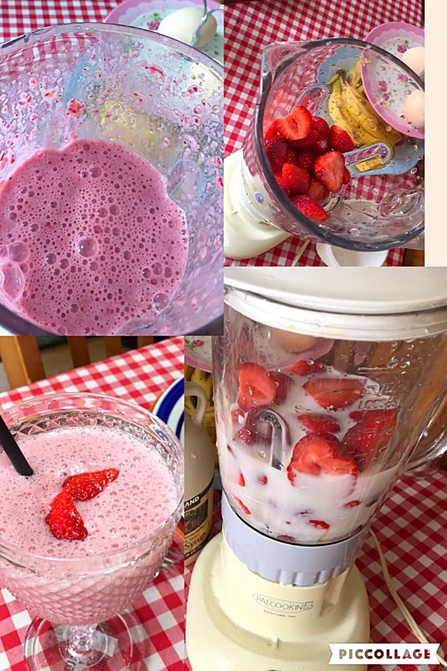 Fresh milk strawberries maple syrup smoothie 🍹🍓🍓🍓|Babyluv Cabrera Ocampoさん