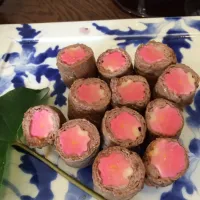 Snapdishの料理写真:桜の生麩の肉巻|BerryBerryさん