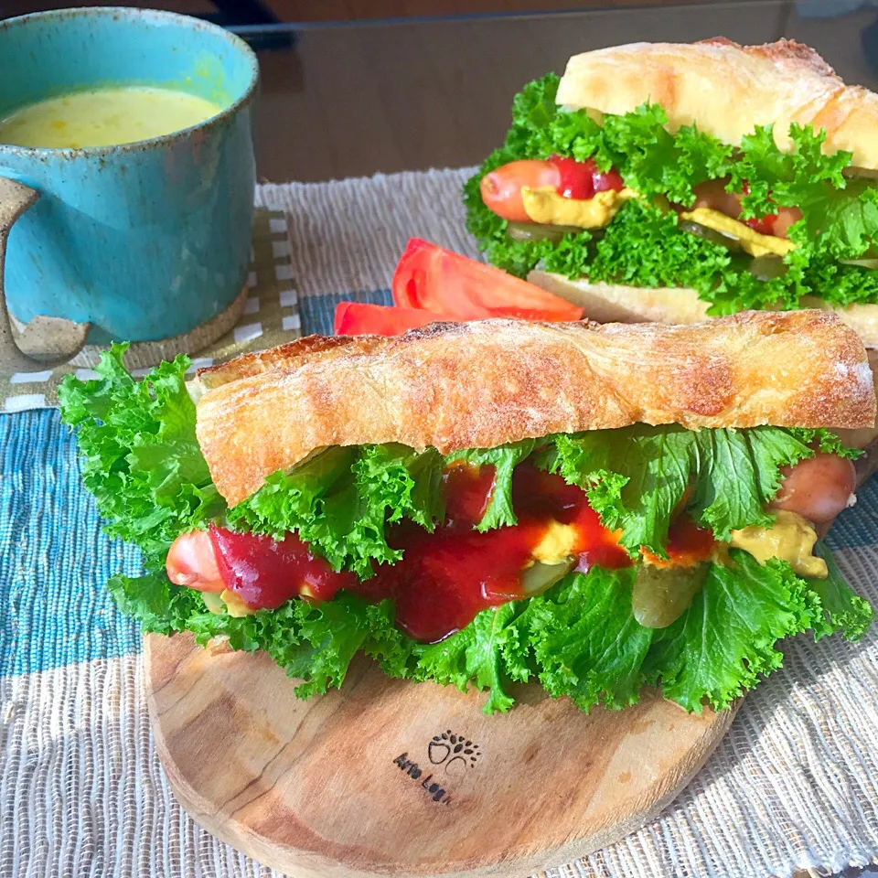 ホットドッグ＋かぼちゃのスープ|mapleさん