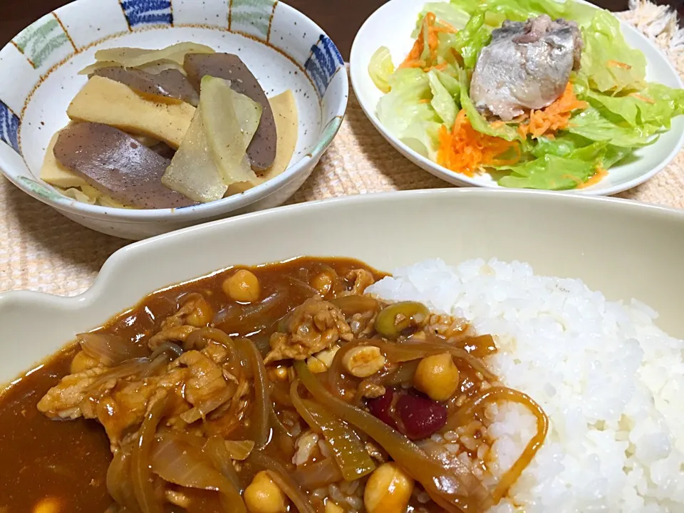 豆ハヤシライス・高野豆腐煮物・鯖缶サラダ|Yuko Kisoさん