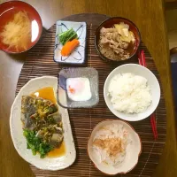 Snapdishの料理写真:夕食＊イワシの香味焼き&肉豆腐|穂月:ほおずきさん