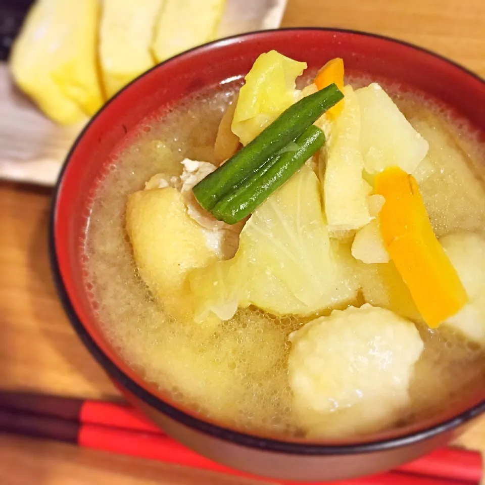 塩麹鶏と野菜の具だくさんみそ汁|ももさん