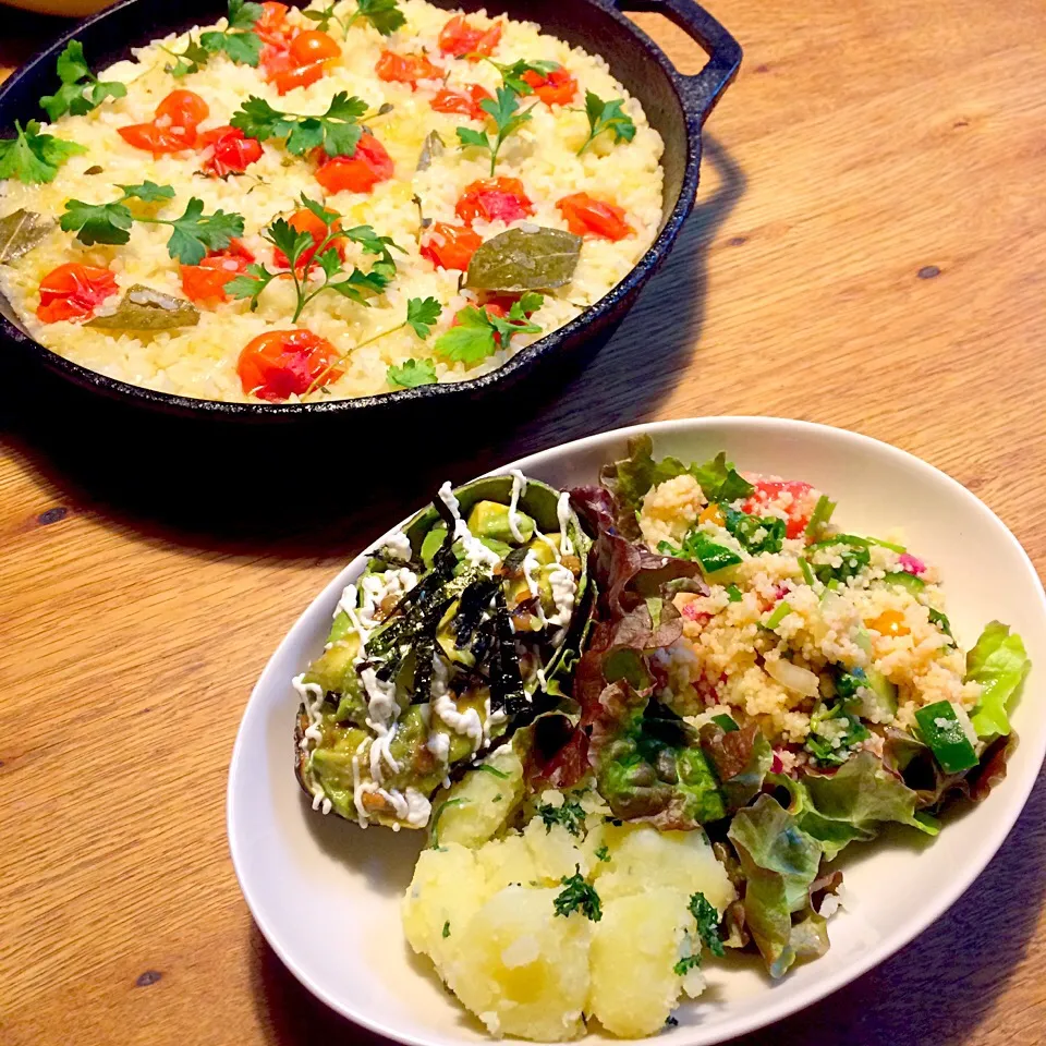 vegan
ミニトマトの炊き込み御飯
クスクスとパクチーのタブーレ風
粉吹き芋
アボカド納豆|makiko_aさん