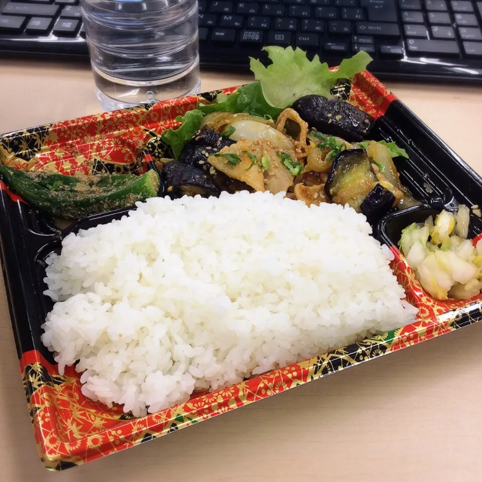 茄子と豚肉の味噌炒め弁当 ご飯大盛り 2016.3.31|キラ姫さん