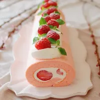 Snapdishの料理写真:Strawberry Swiss Roll|苏略略さん