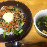 そぼろと野菜のビビンバ
韓国風スープ|りさん