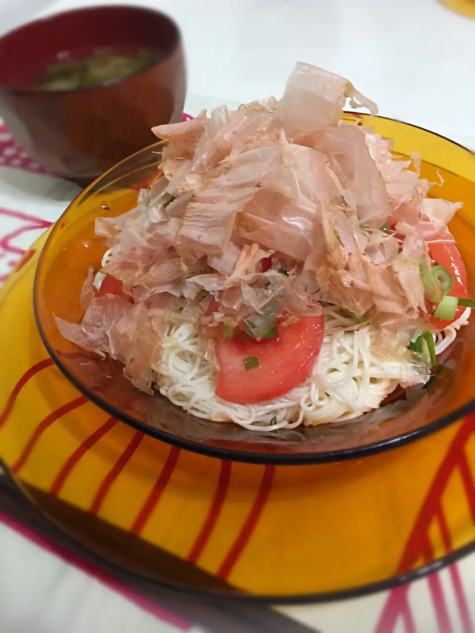 花ふわりで ぶっかけそうめん|きょこもかさん