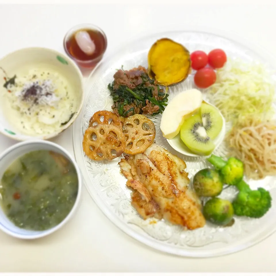 Snapdishの料理写真:2016年4月2日の「ドクターにしやま由美式時計周り食べダイエットプレート」の朝食を皆さまにご紹介しますね❣️|ドクターにしやま由美式時計回りダイエットプレートさん