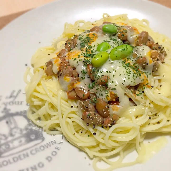 Snapdishの料理写真:糖質0麺で納豆チーズパスタ|Shala0307 ライザップで糖質制限中さん