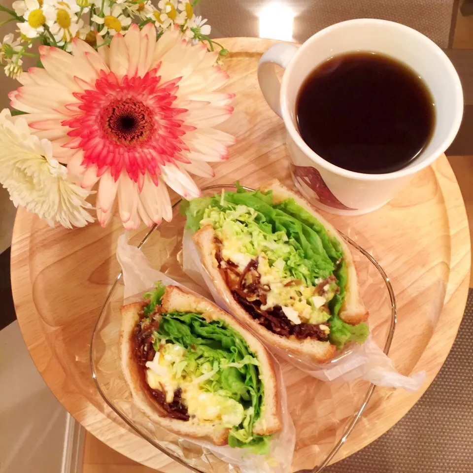 4/2❤︎たまごサラダとキャベツたっぷりトーストサンドイッチ❤︎|Makinsさん