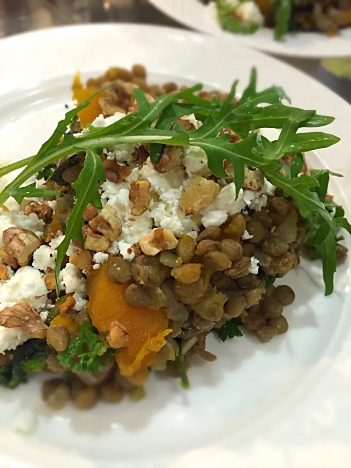 Caramelised pumpkin salad with lentils and feta cheese🇬🇷|aястасияさん