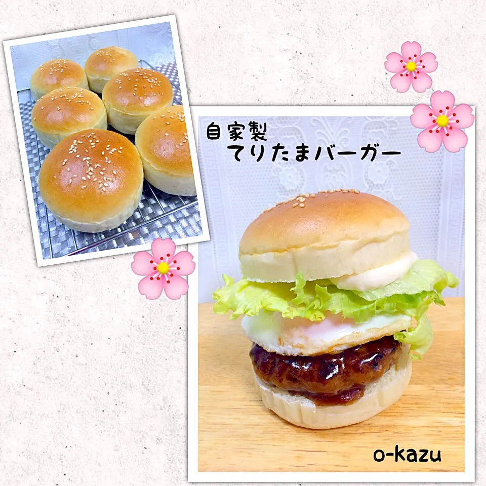 Snapdishの料理写真:自家製てりたまバーガー🌸|o-kazuさん