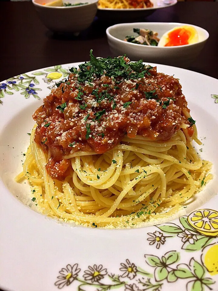 ⭐️ミートソースパスタ
⭐️菜の花とハムのサラダ|よっちぃさん