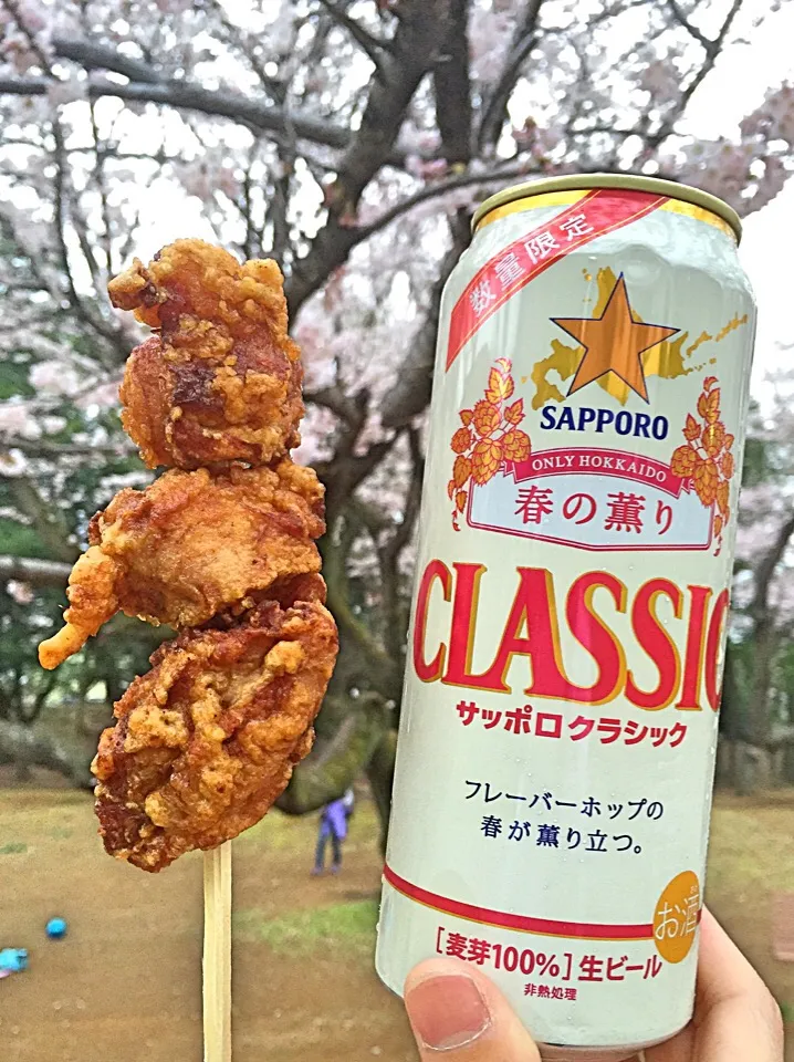 咲きちゃんの料理 うちの ザンギ🐔 で、お花見用ザンギ棒 ＆ サッポロクラシック春の薫り🍺|アッチさん