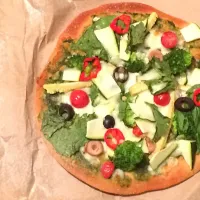 Pesto thin crust wheat pizza|aanchalさん