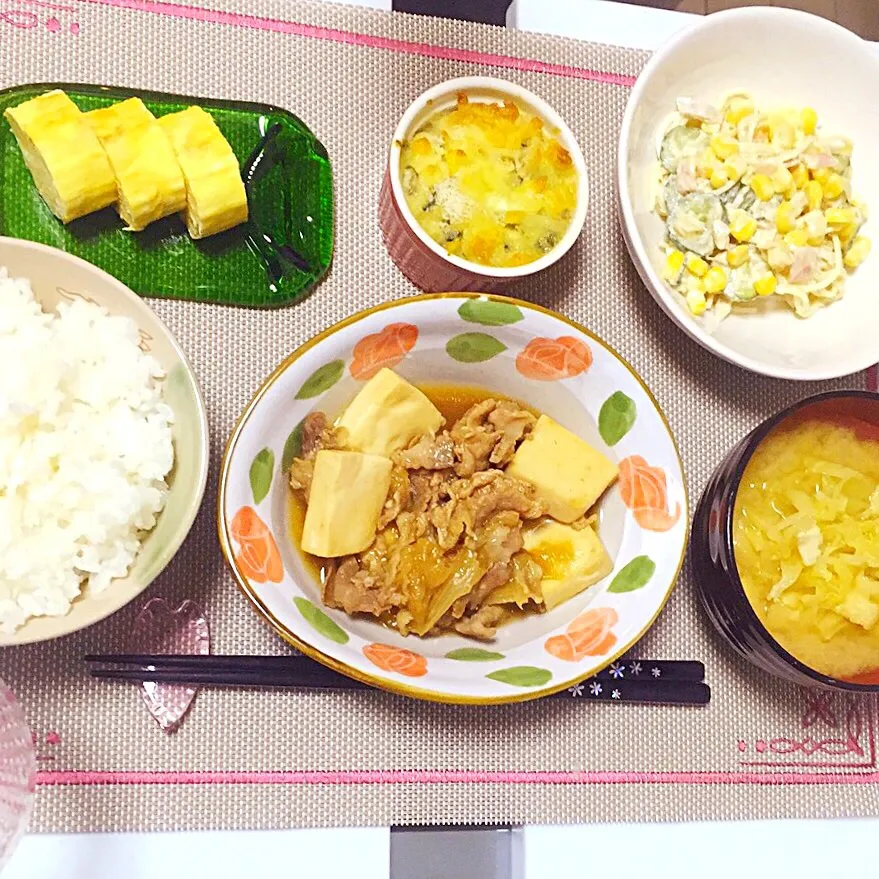 肉豆腐
卵焼き
パスタサラダ
グラタン
味噌汁|OGIPAINさん