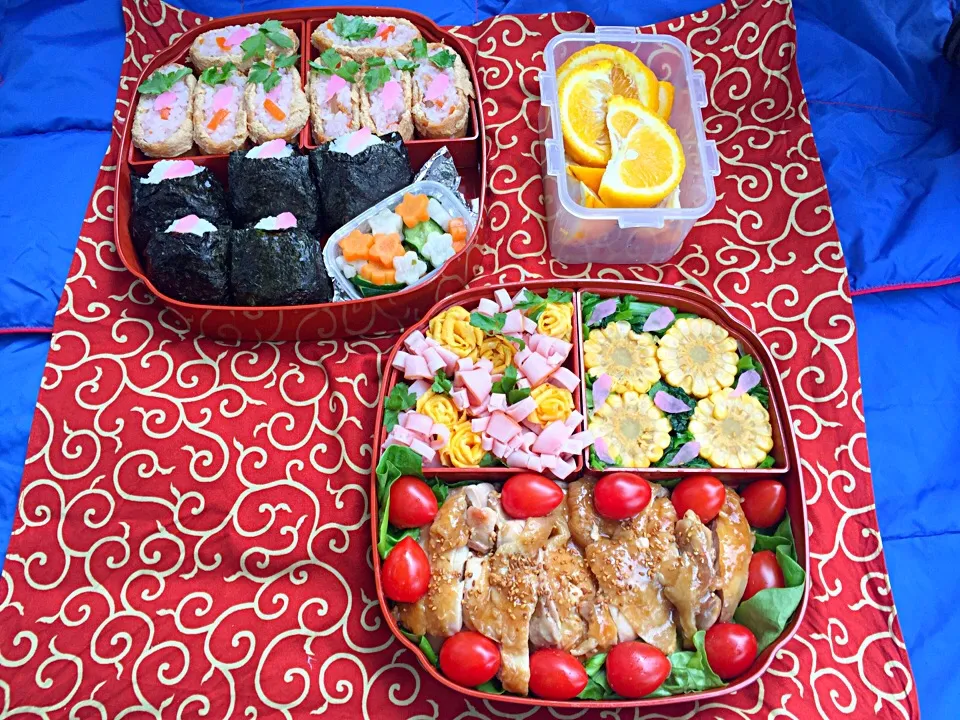 娘のリクエスト❤️お花畑の花見弁当|swanさん