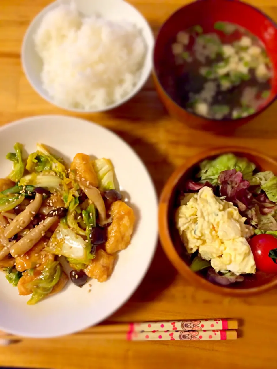 鶏むね肉とキャベツとしめじのオイスターソース炒め|うーろんさん