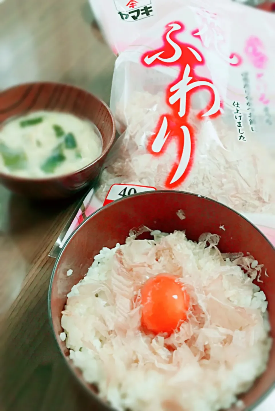 朝ご飯 花ふわりと冷凍たまご❤️|あけさんさん