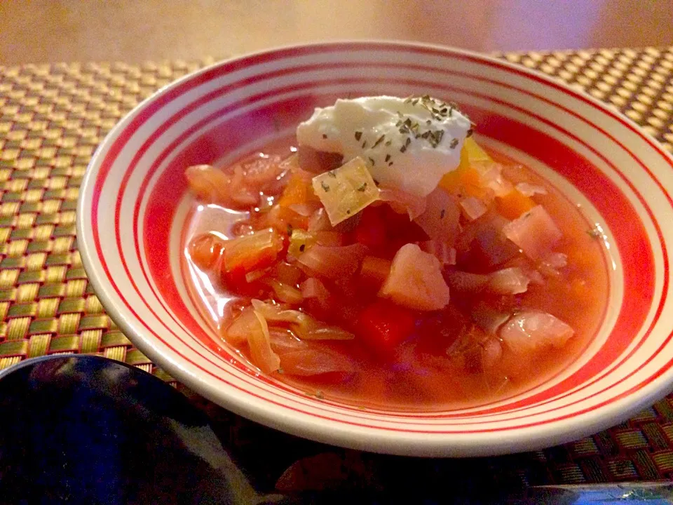 Menestra de Verduras♨️ﾒﾈｽﾄﾗ ﾍﾞﾙﾄﾞｩﾗｽ<色どり野菜のｺﾞﾛｺﾞﾛｽｰﾌﾟ>|🌈Ami🍻さん