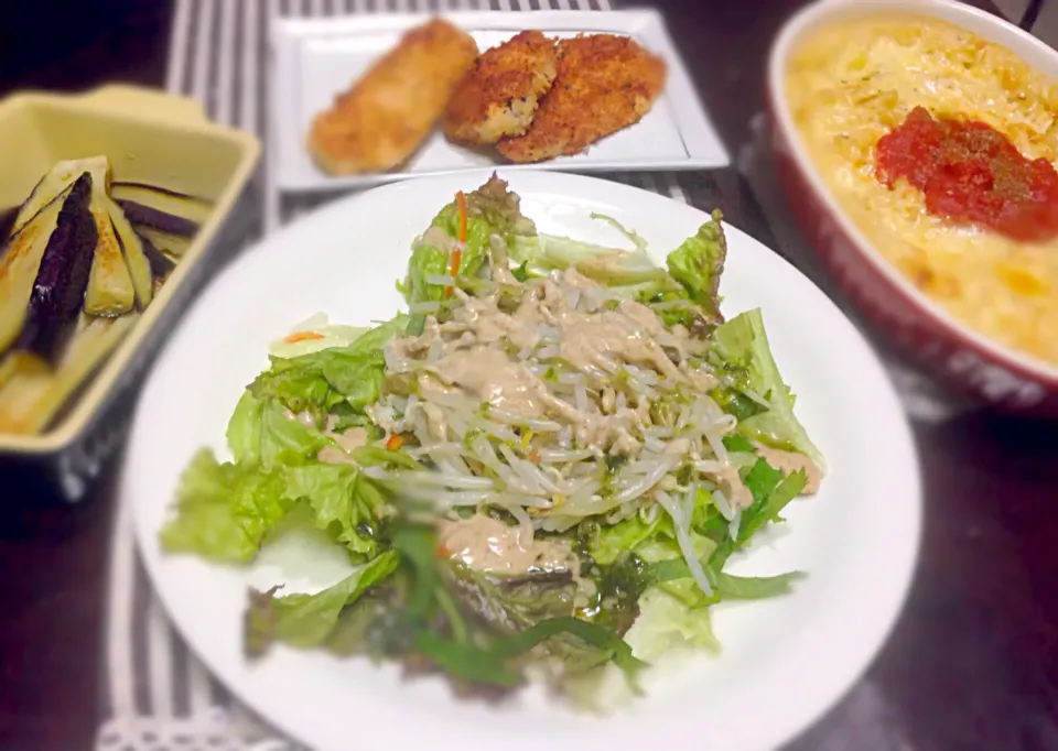 Green salad and gratin spaghetti|Watanabe Cristinaさん