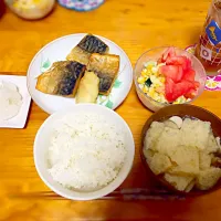 さばの竜田揚げ(大根おろし付) コールスロー ごはん 味噌汁（南関あげ&豆腐&エリンギ）|すず’mamaさん