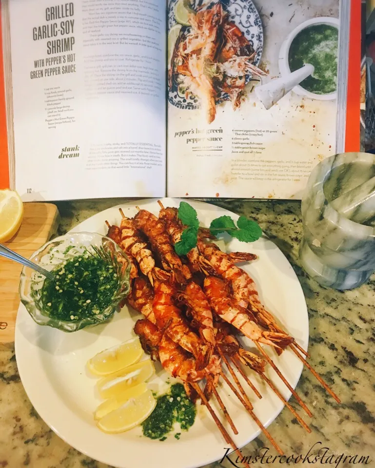 Snapdishの料理写真:Get grilling with #kimstercookstagram 🔥🔥🍤🍤 Grilled Garlic-Soy Shrimp inspired by #chrissyteigen and my own special dipping sauce 🍵. Chrissy uses soy sauce, garl|Kim N Tranさん