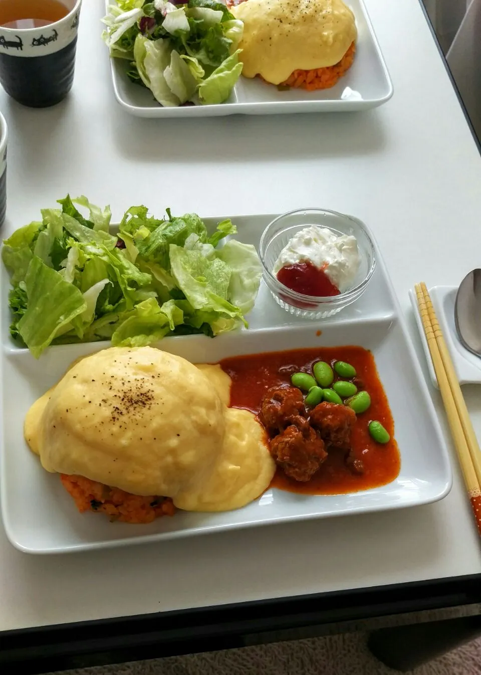 Snapdishの料理写真:我が家のオムライスランチ|こねえちゃんさん