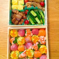 Snapdishの料理写真:お花見手まり寿司弁当|MEGUMUさん