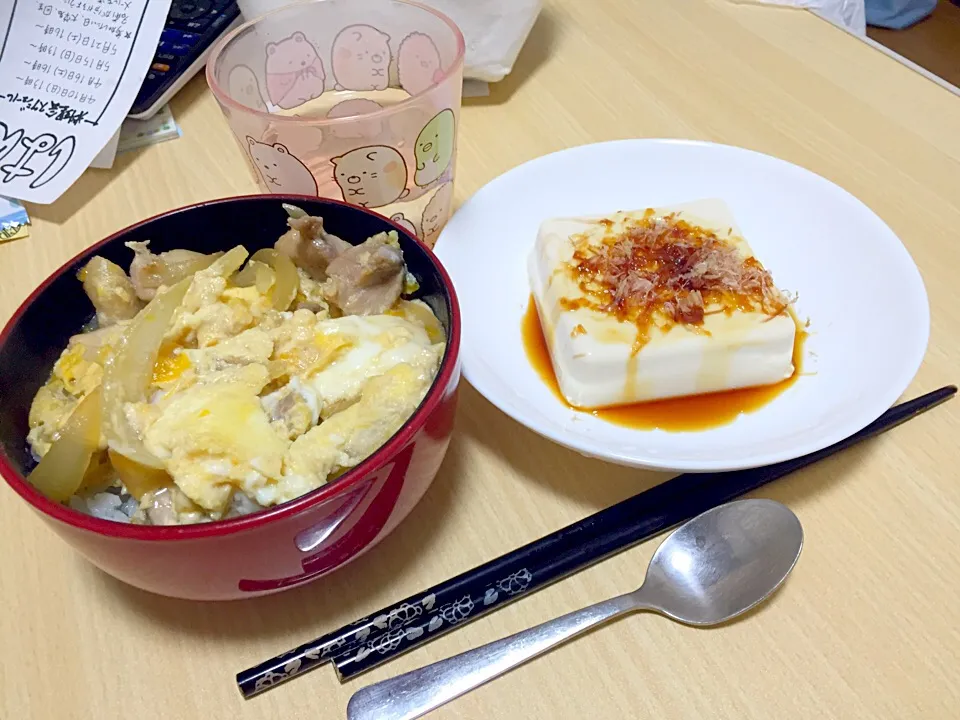 親子丼とお豆腐|かなぽさん