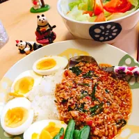 Snapdishの料理写真:MEC食でダイエット始まりーの、彼が作ったスタカレー！|ポコライダーさん