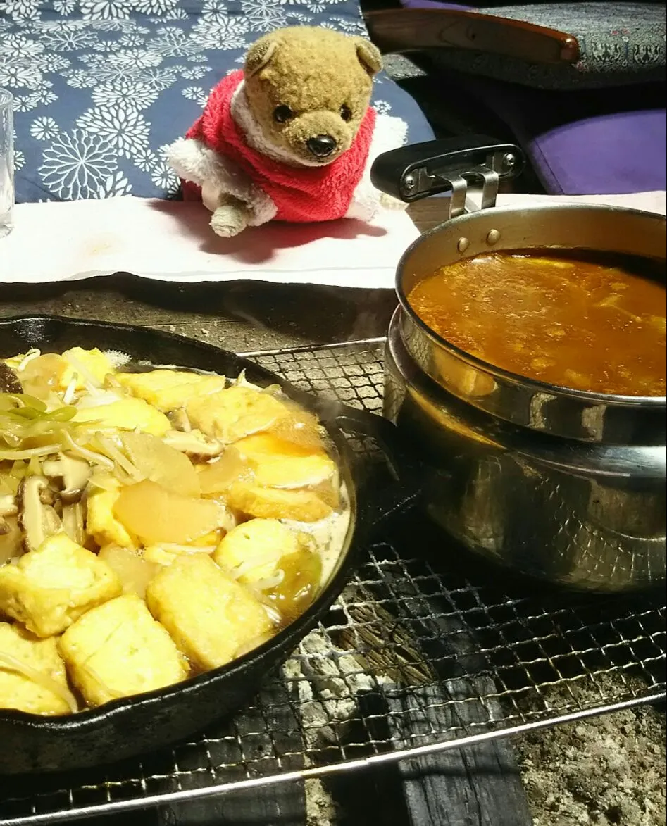 鹿のすね肉カレー🍛 & 揚げた祖谷豆腐の煮込み|あらいぐまのしっぽさん