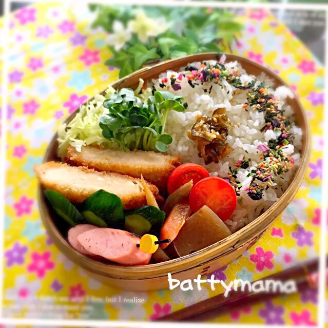 Snapdishの料理写真:チキンチーズかつ弁当～♡battymamaの節約しても美味しいお弁当♡|ばってぃーまま＠♪さん