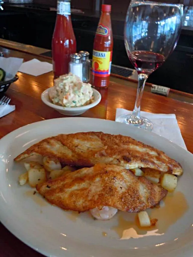 Seared Drum with Shrimp + Potato Hash #Dinner #Seafood #Vegetable #Main dish with a #Side dish of Cole Slaw #Salad|Alisha GodsglamGirl Matthewsさん