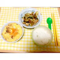 ◎白米
◎ひき肉の卵とじ
◎キャベツとほうれん草のごま味噌和え|まなみさん