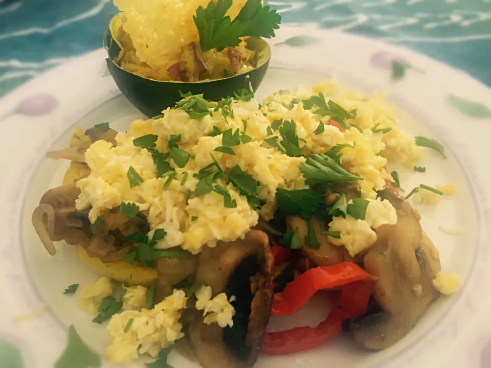 Polenta, mushroom, onion, scrambled egg, gem squash and sweet potato|Sergio Lacuevaさん