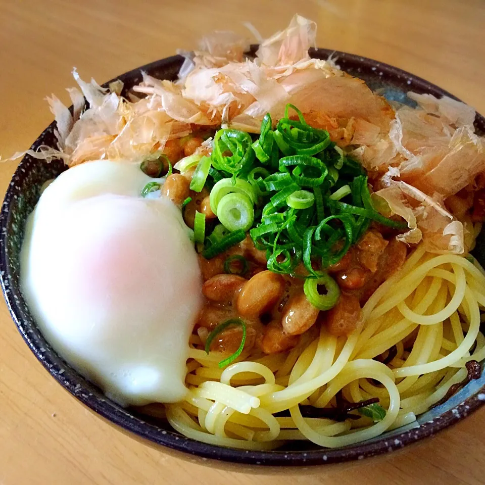 ぶっかけ飯のようになってしまった💦納豆パスタ|たまこっこさん