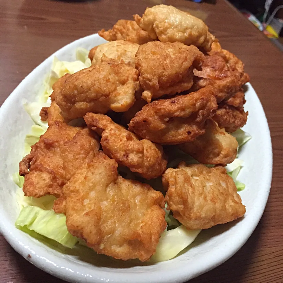 Snapdishの料理写真:みったんさんの料理 お豆腐鶏胸肉のふんわりチキンナゲット❤︎水切り無し。ハニーBBQソースで✨|まるちゃんさん