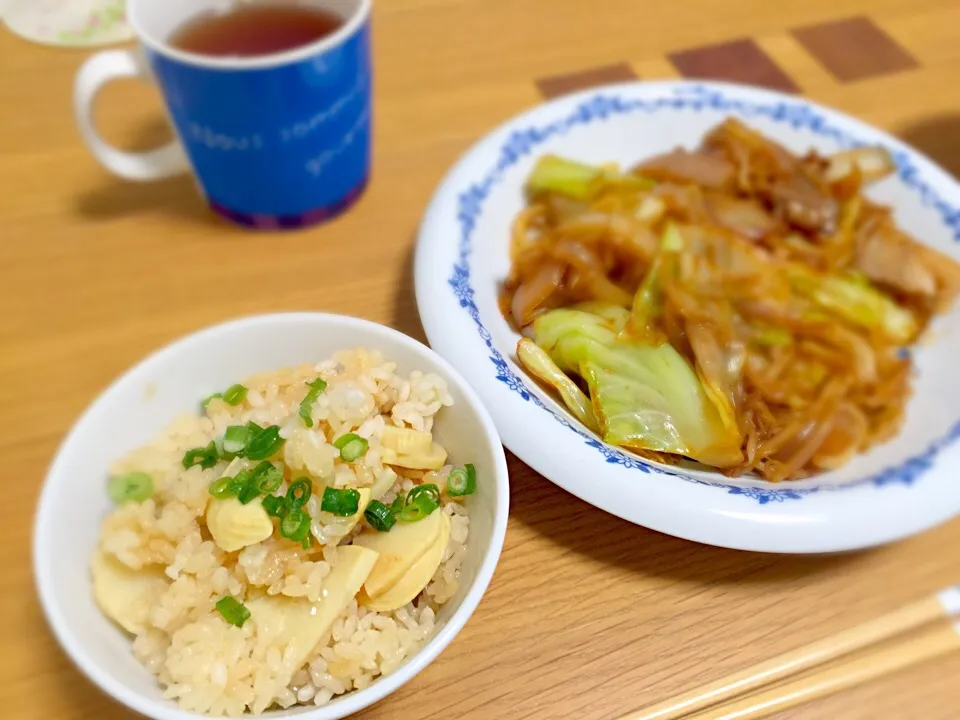 たけのこご飯と、豚ブラの味噌焼き|Takaya Simpoさん