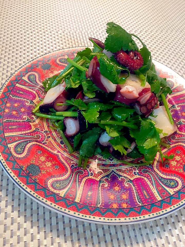 チョッパー＆ホヌさんの料理 香り野菜と蛸のレモンサラダ🌿🍃🐙🍋
酒のツマミに😁✌🏼️|さちさん