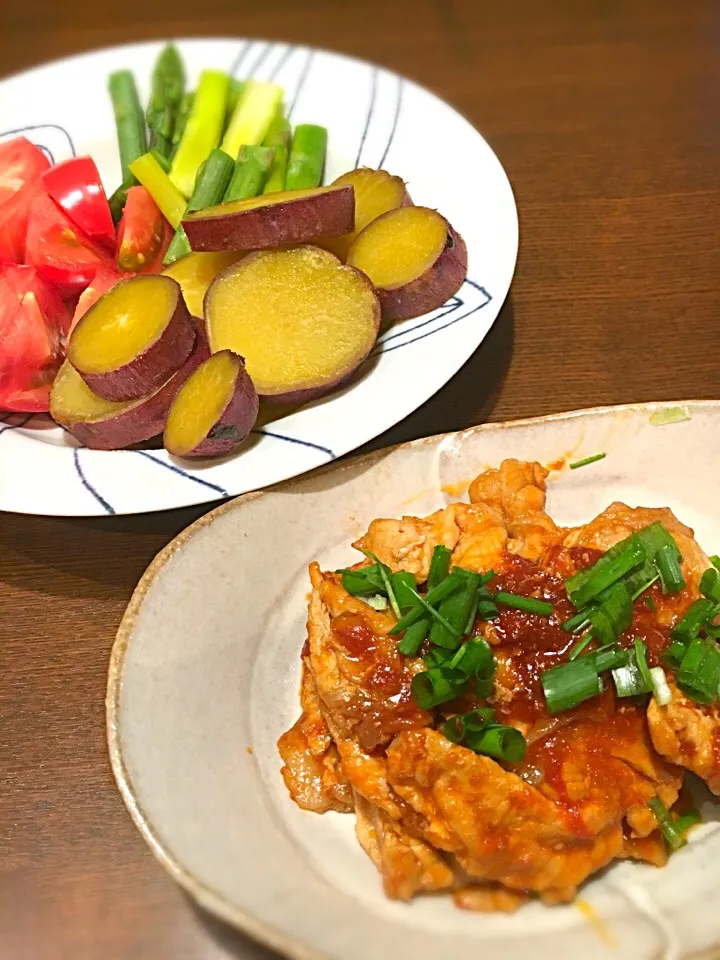 豚トマト生姜焼きの晩御飯|えりぺいさん