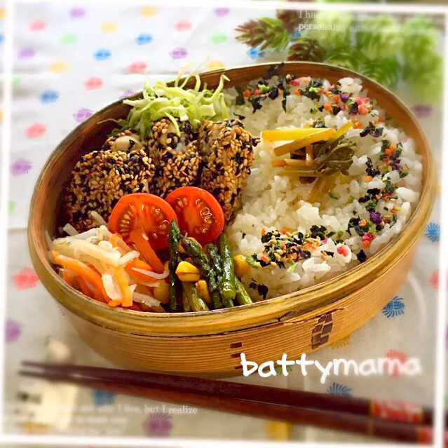 塩麹鶏の胡麻まぶし焼き弁当～♡battymamaの節約しても美味しいお弁当♡|ばってぃーまま＠♪さん